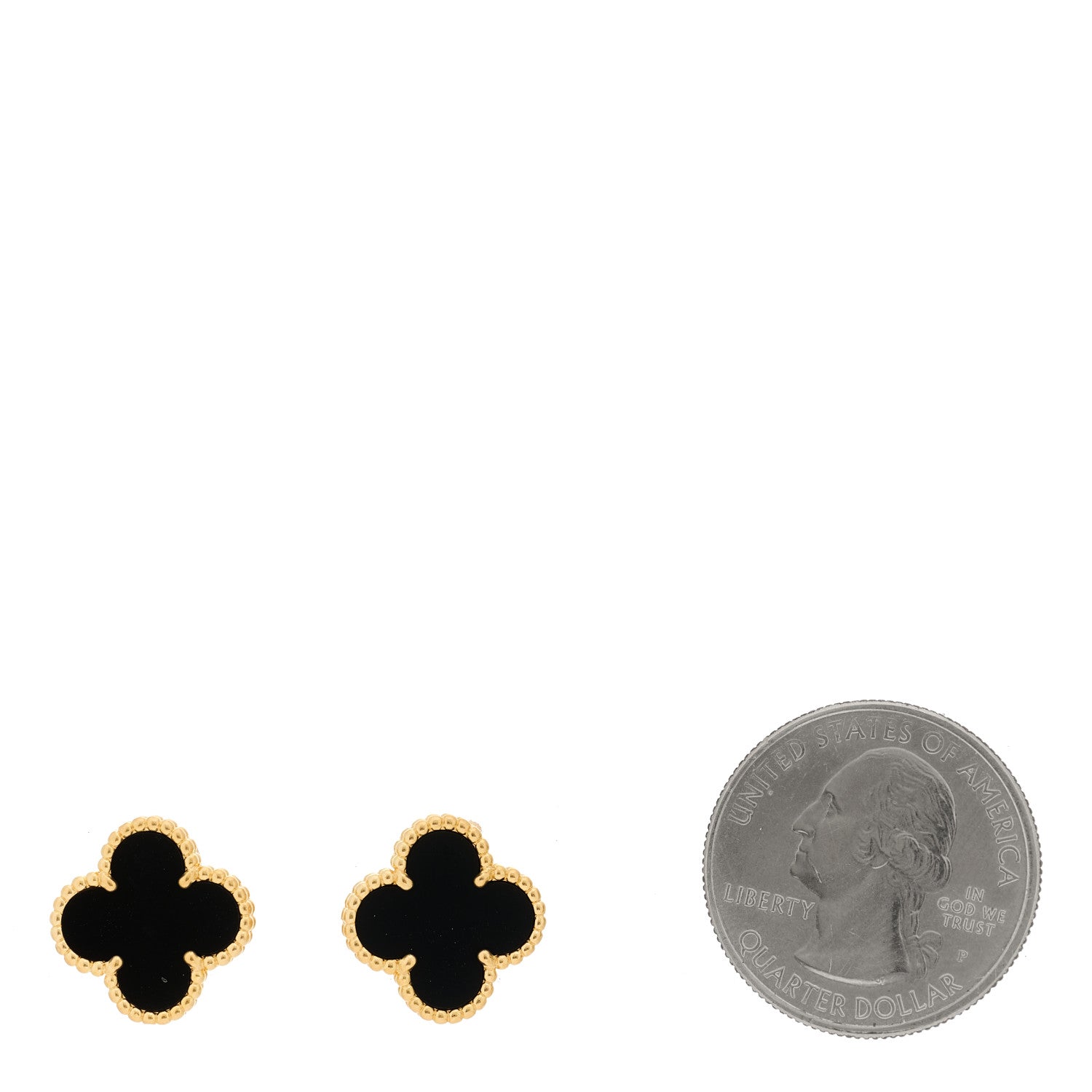 Van Cleef & Arpels 18K Yellow Gold Black Onyx Vintage Alhambra Earrings 2 of 5
