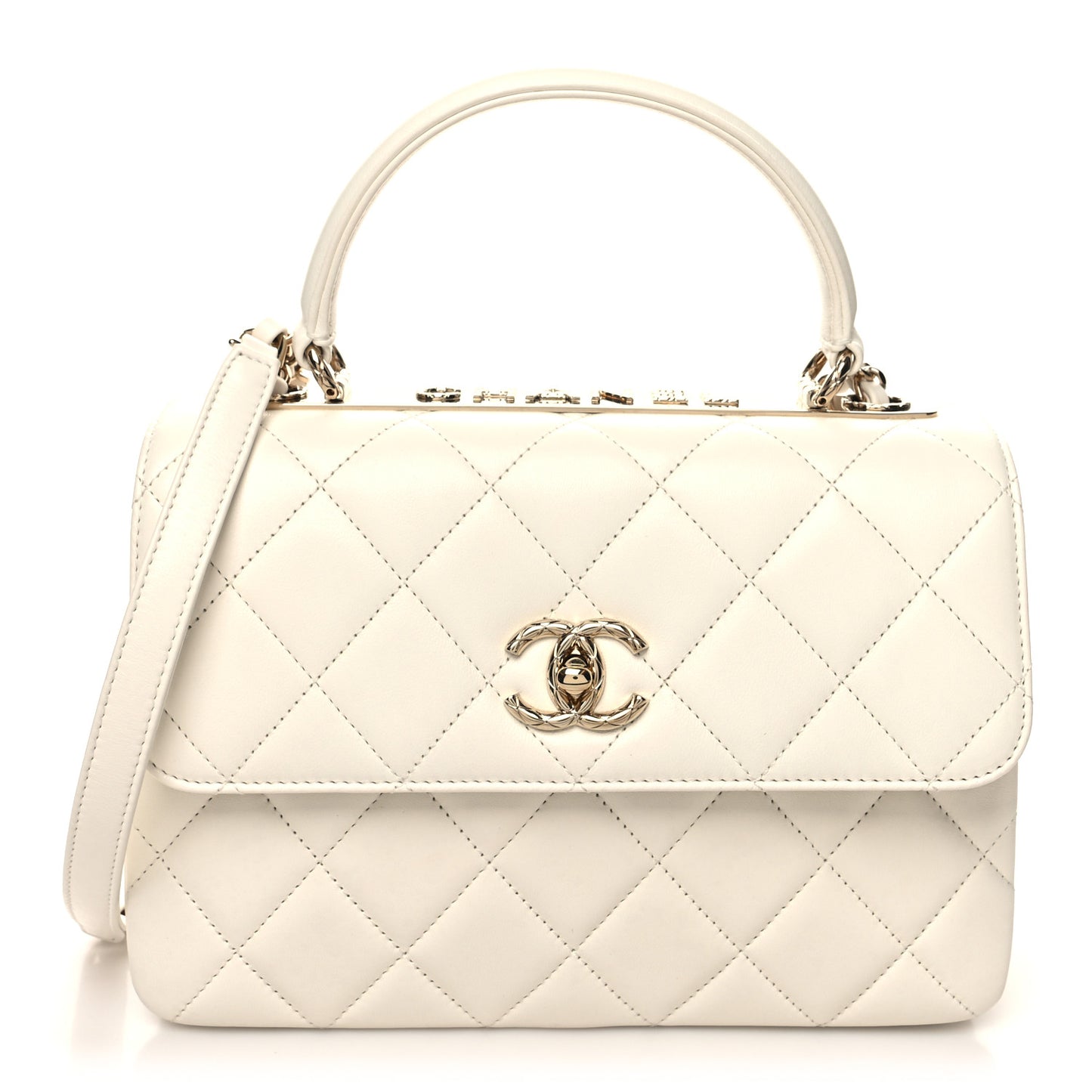 Lambskin Quilted Small Trendy CC Dual Handle Flap Bag White