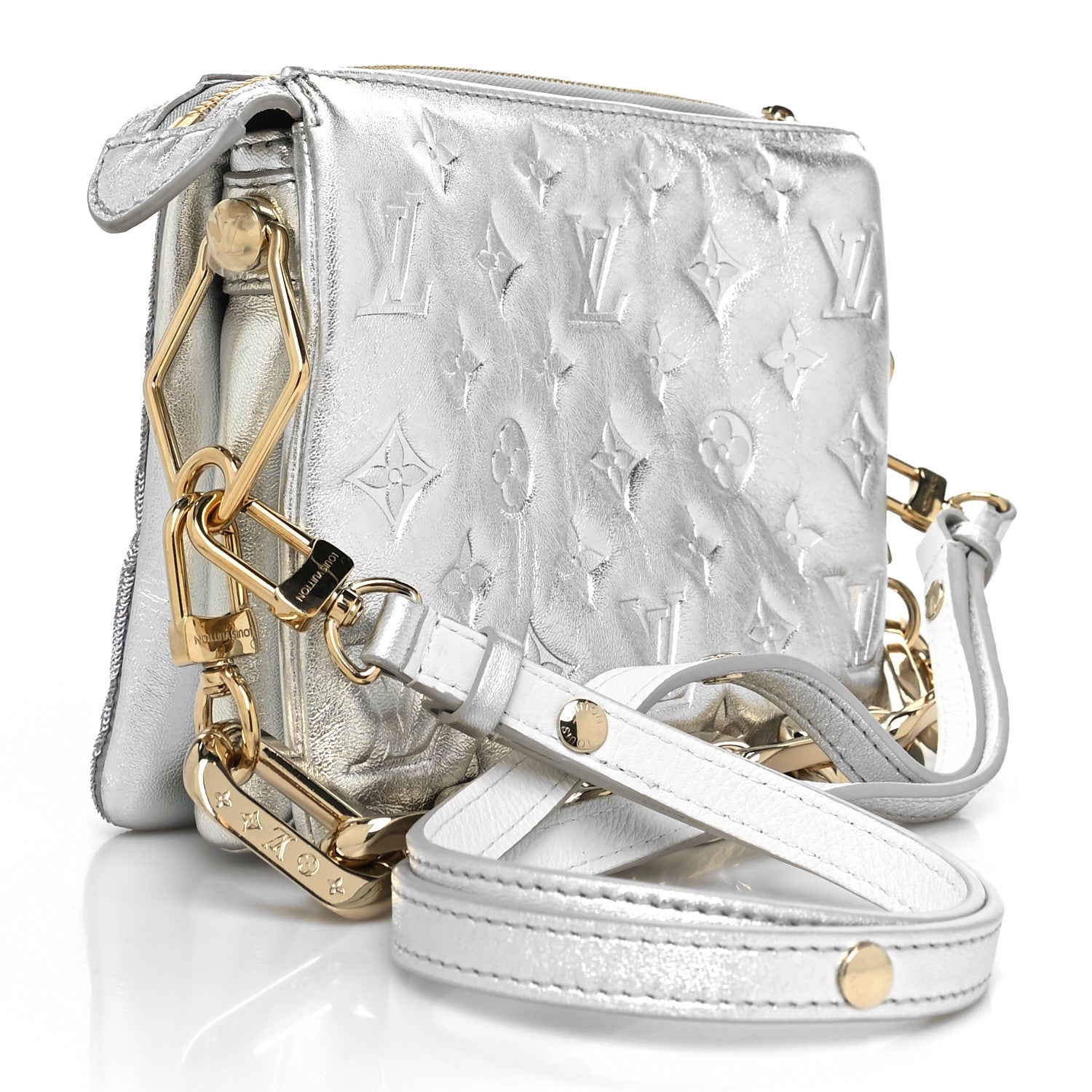 Louis Vuitton Satin Sequin Embroidered Monogram Coussin BB Silver 3 of 11