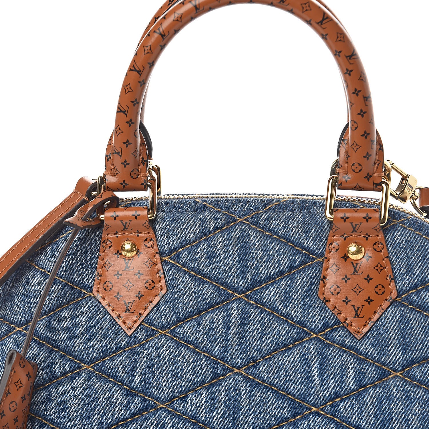 Louis Vuitton Denim Calfskin Reverse Monogram Malletage Alma BB Blue 8 of 11