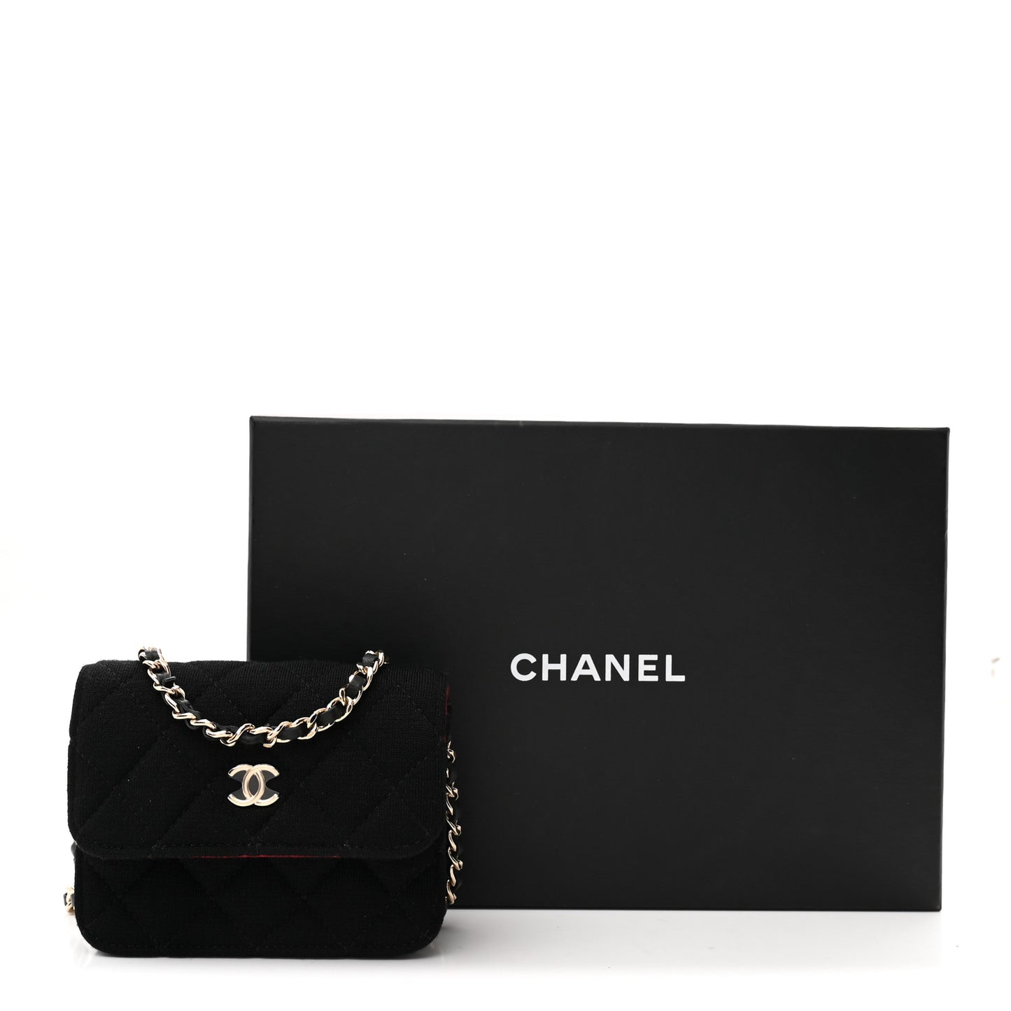Jersey Quilted Micro Mini Flap Black