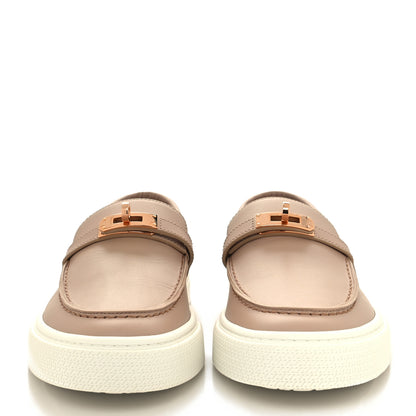 Hermes Calfskin Game Slip On Sneakers 37.5 Beige Nude 2 of 8
