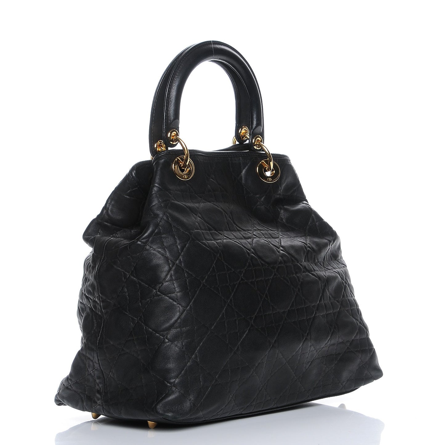 Lambskin Cannage Large Soft Lady Dior Shopping Tote Black