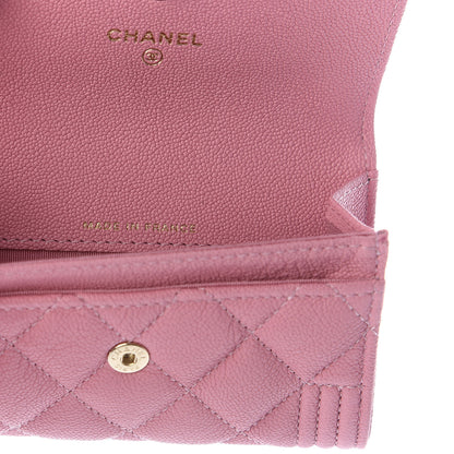 Chanel Caviar Quilted Boy Flap Card Holder Wallet Light Pink 7 of 9