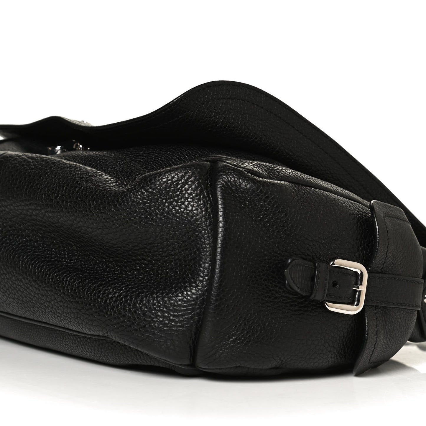 Vitello Daino Flap Shoulder Bag Black