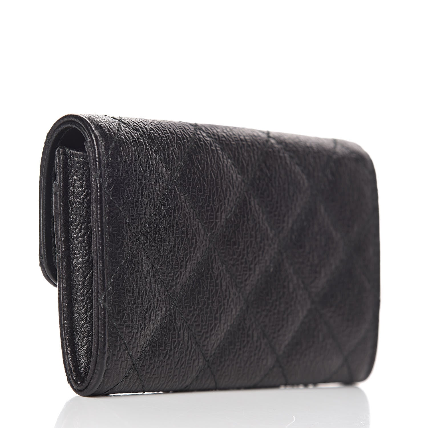 Chanel Logo Calfskin Embossed Quilted Flap Card Holder Black 3 of 9