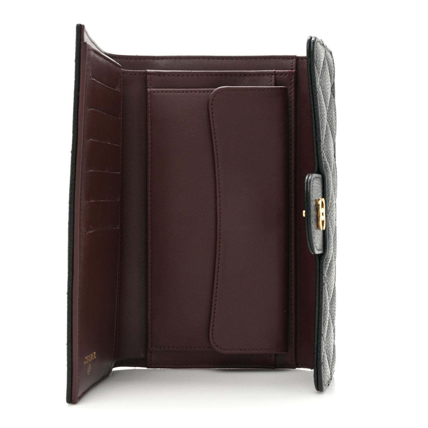 Caviar Quilted Large Flap Wallet Black