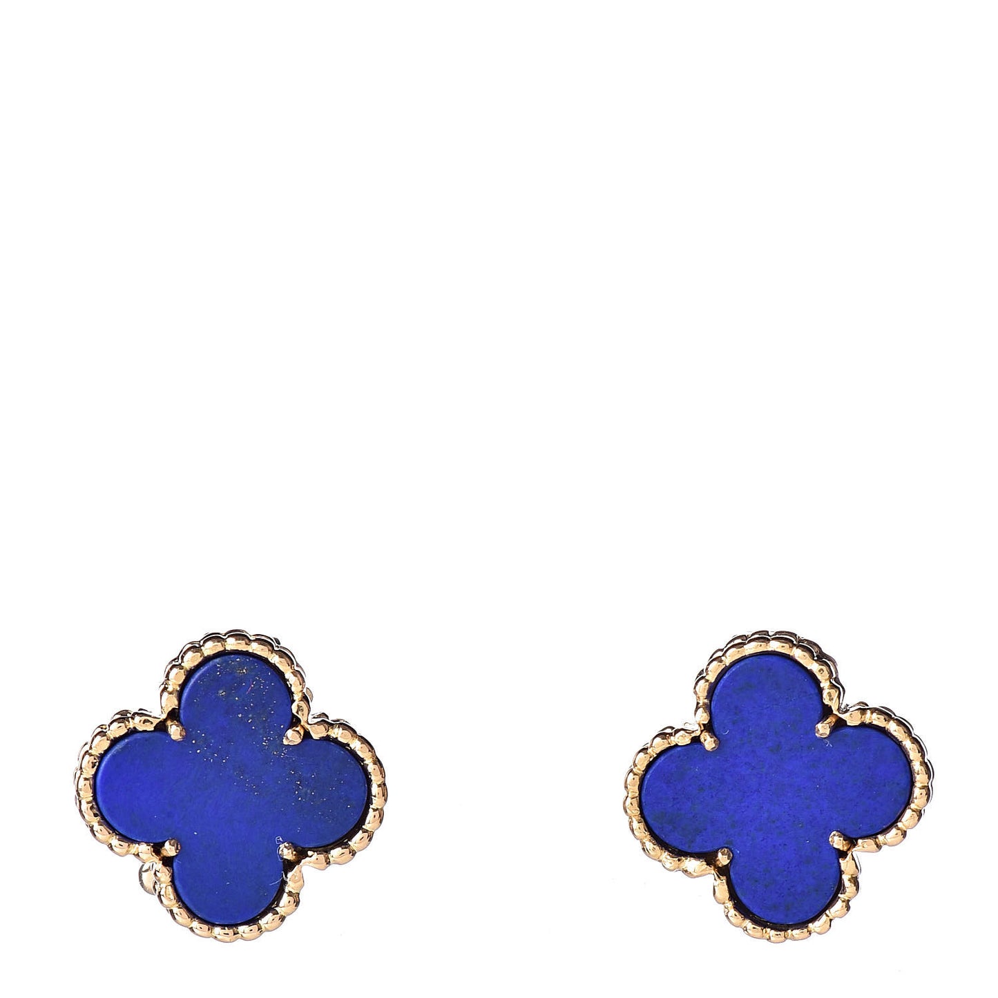 18K Yellow Gold Lapis Lazuli Vintage Alhambra Earrings