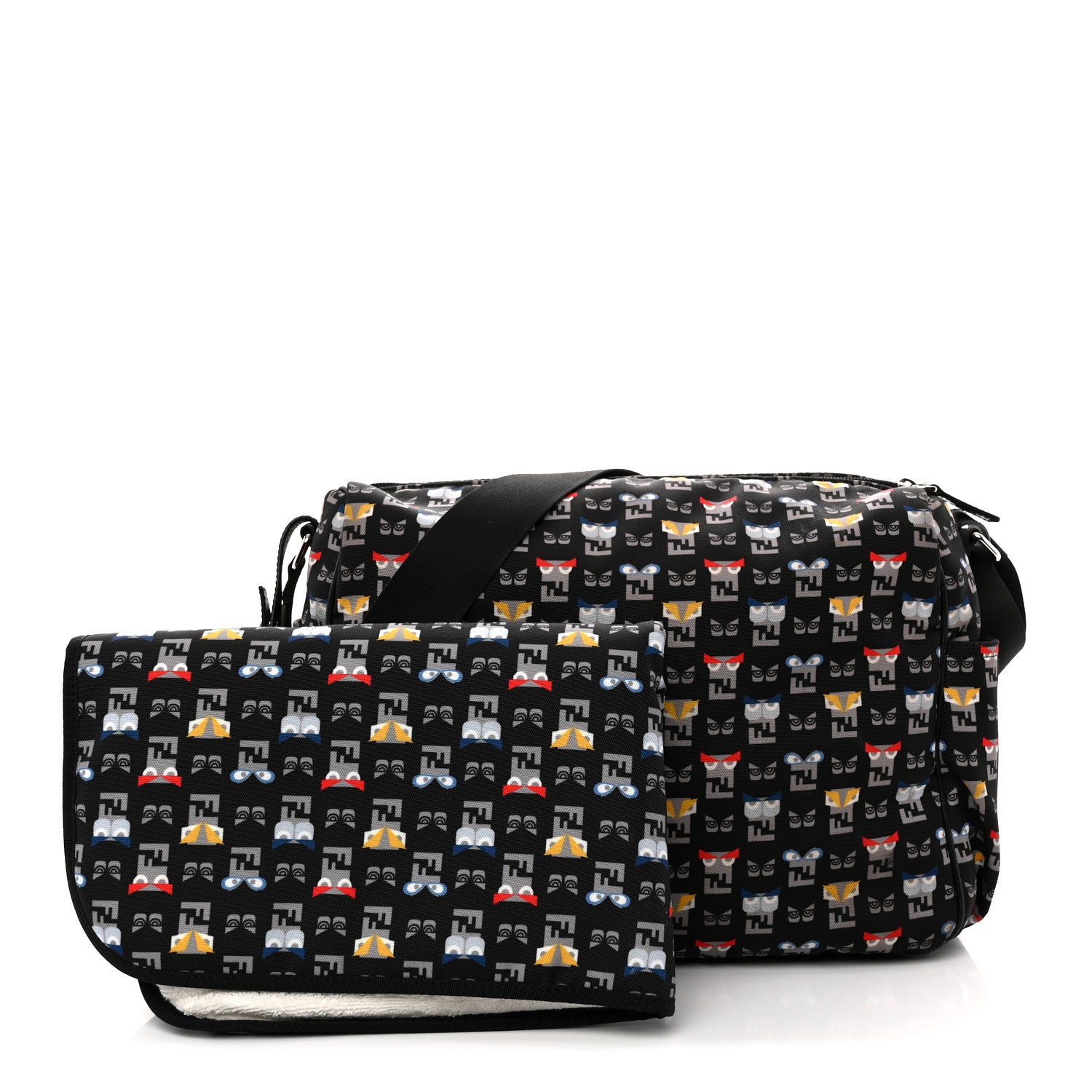 Fendi Nylon FF Monster Diaper Bag Black Multicolor 3 of 13