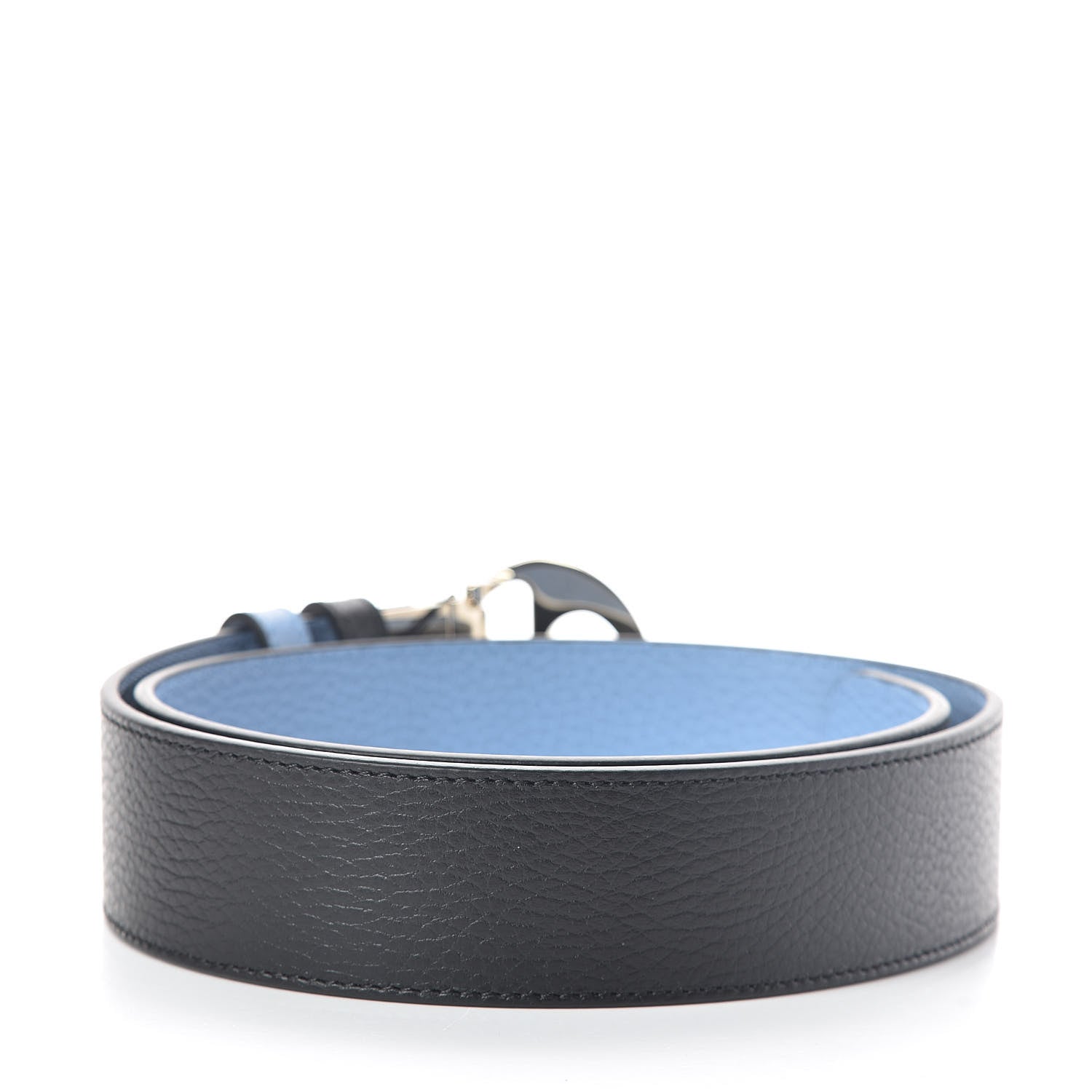 Gucci Dollar Calfskin 1973 Reversible Belt 80 32 Black Mineral Blue 3 of 6