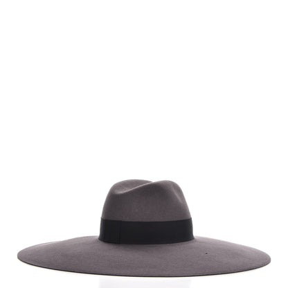 Saint Laurent Rabbit Fur Felt Wide Brim Hat 56 Gray 3 of 10