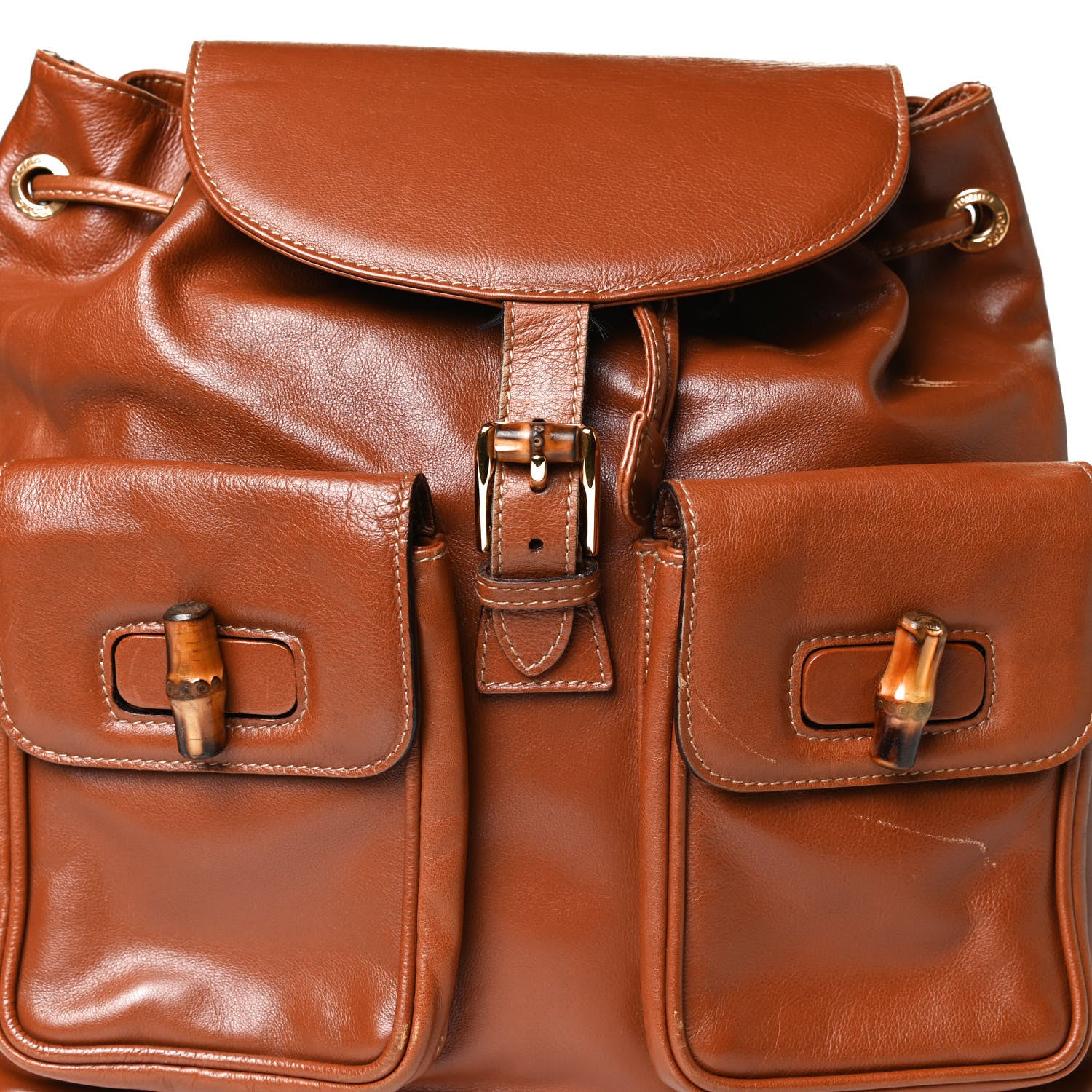 Gucci Calfskin Bamboo Backpack Brown 13 of 31