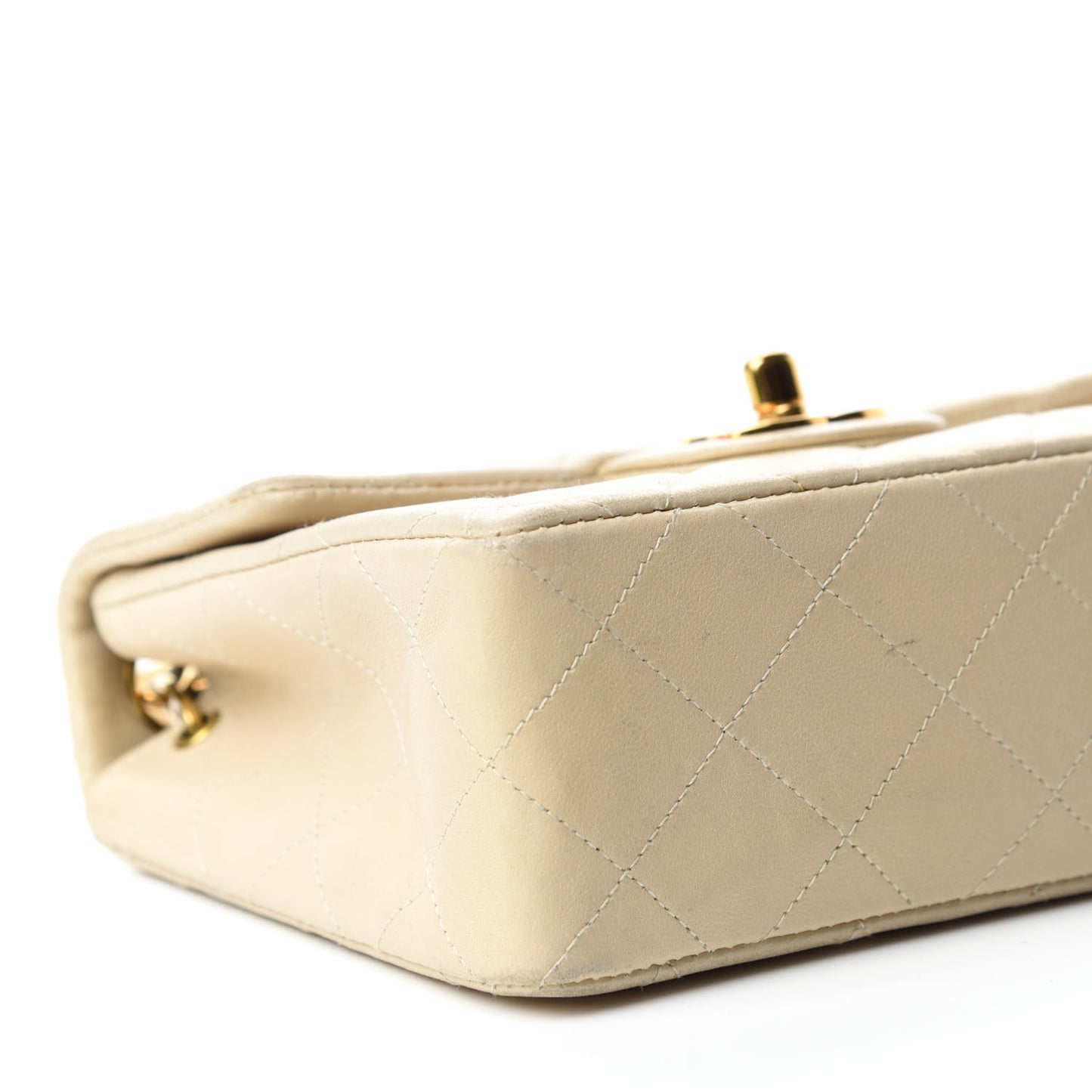 Lambskin Quilted Mini Square Flap Beige
