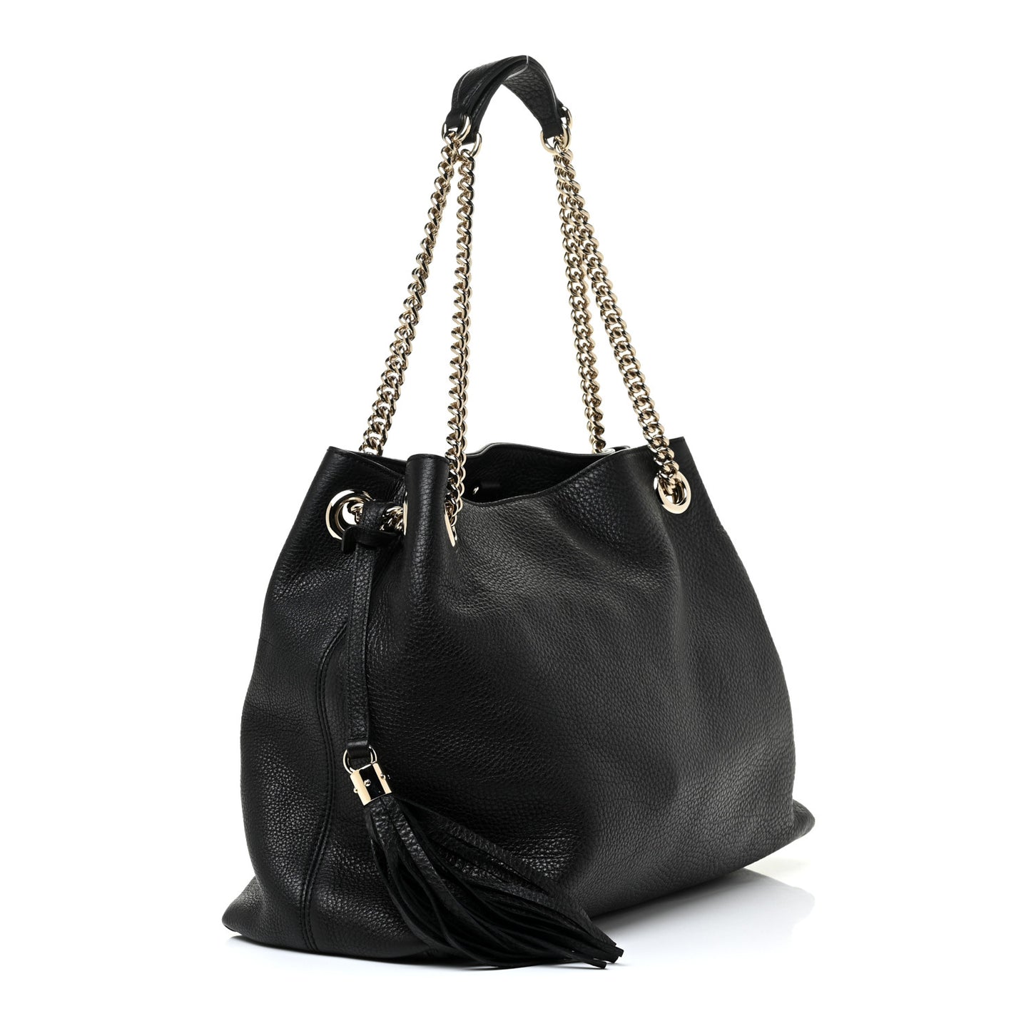 Pebbled Calfskin Medium Soho Chain Shoulder Bag Black