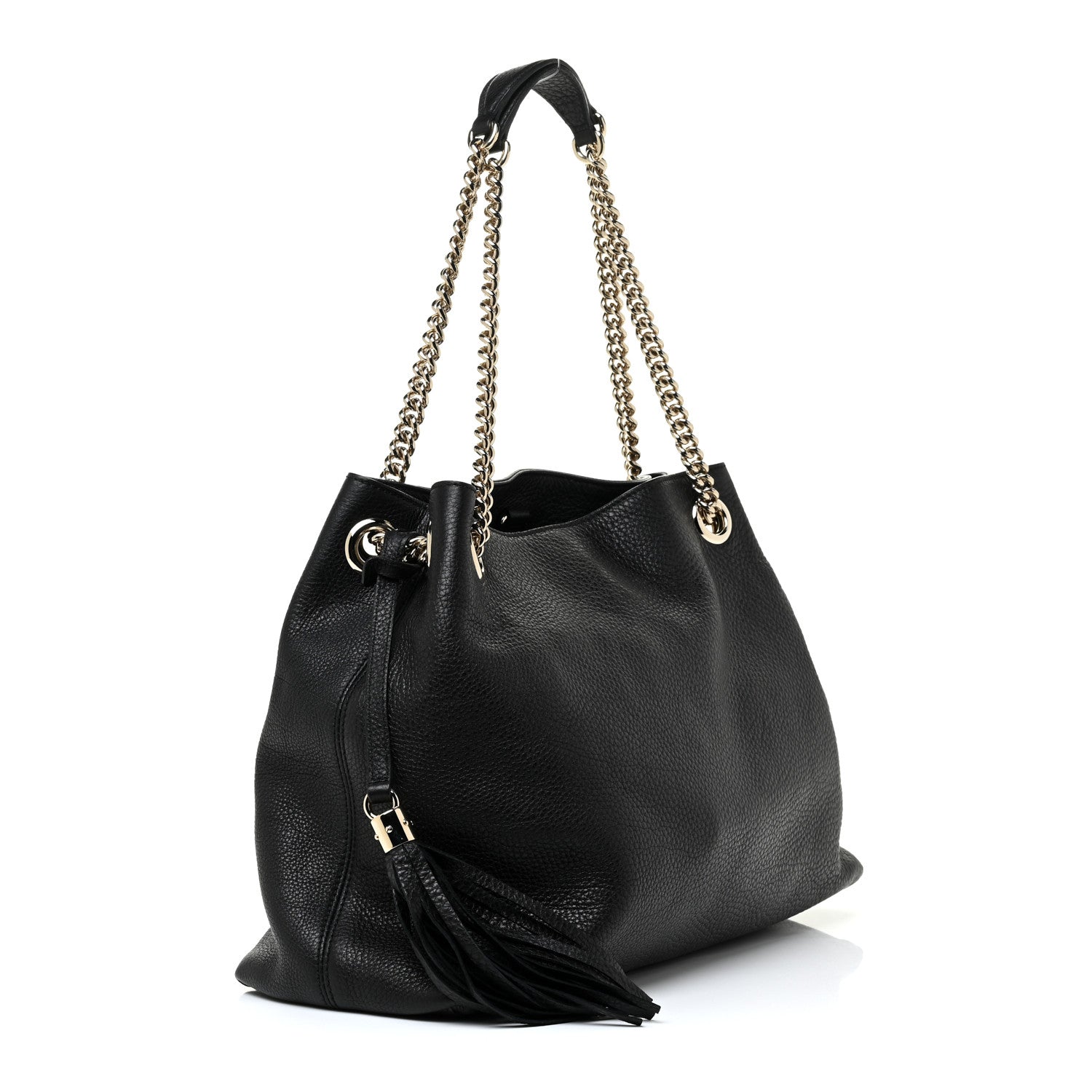 Gucci Pebbled Calfskin Medium Soho Chain Shoulder Bag Black 3 of 14
