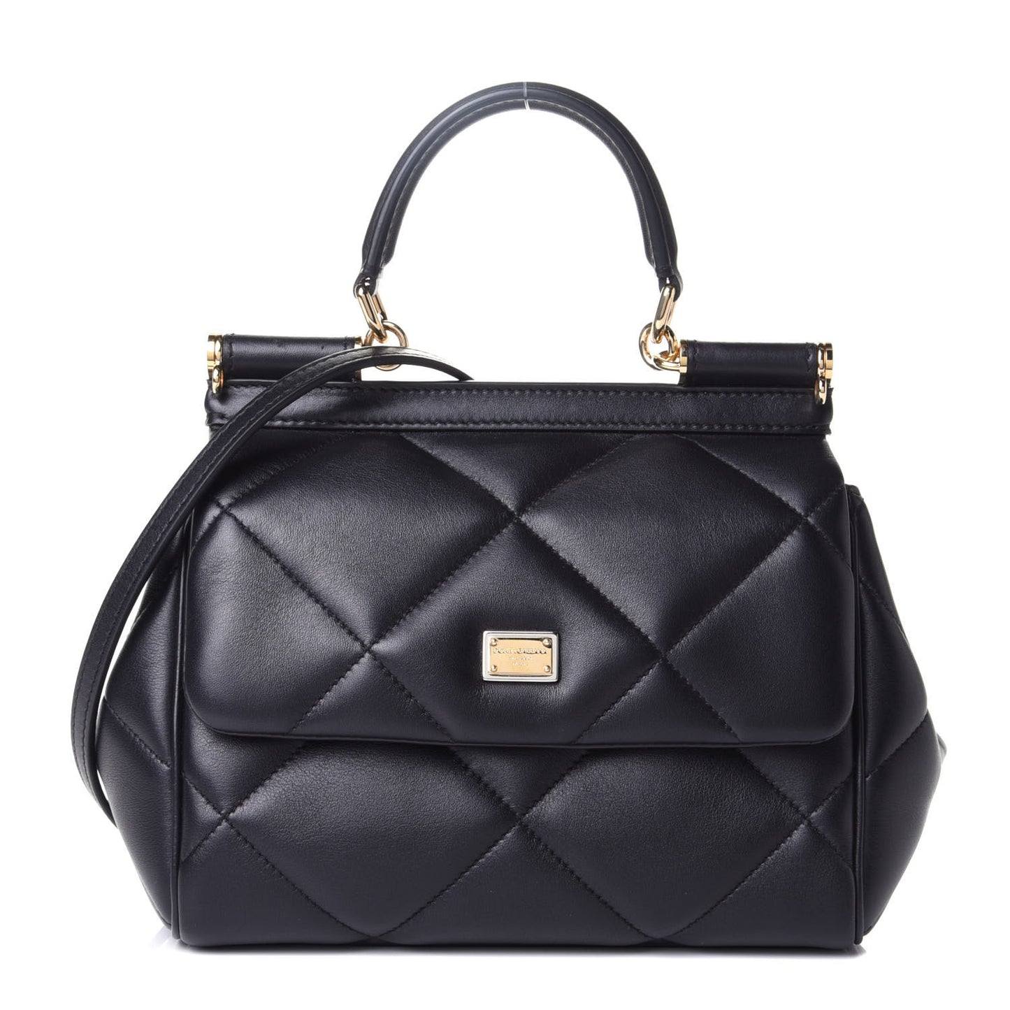 Calfskin Quilted Small Miss Sicily Satchel Black