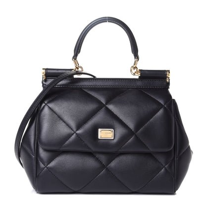 Dolce & Gabbana Calfskin Quilted Small Miss Sicily Satchel Black 1 of 3