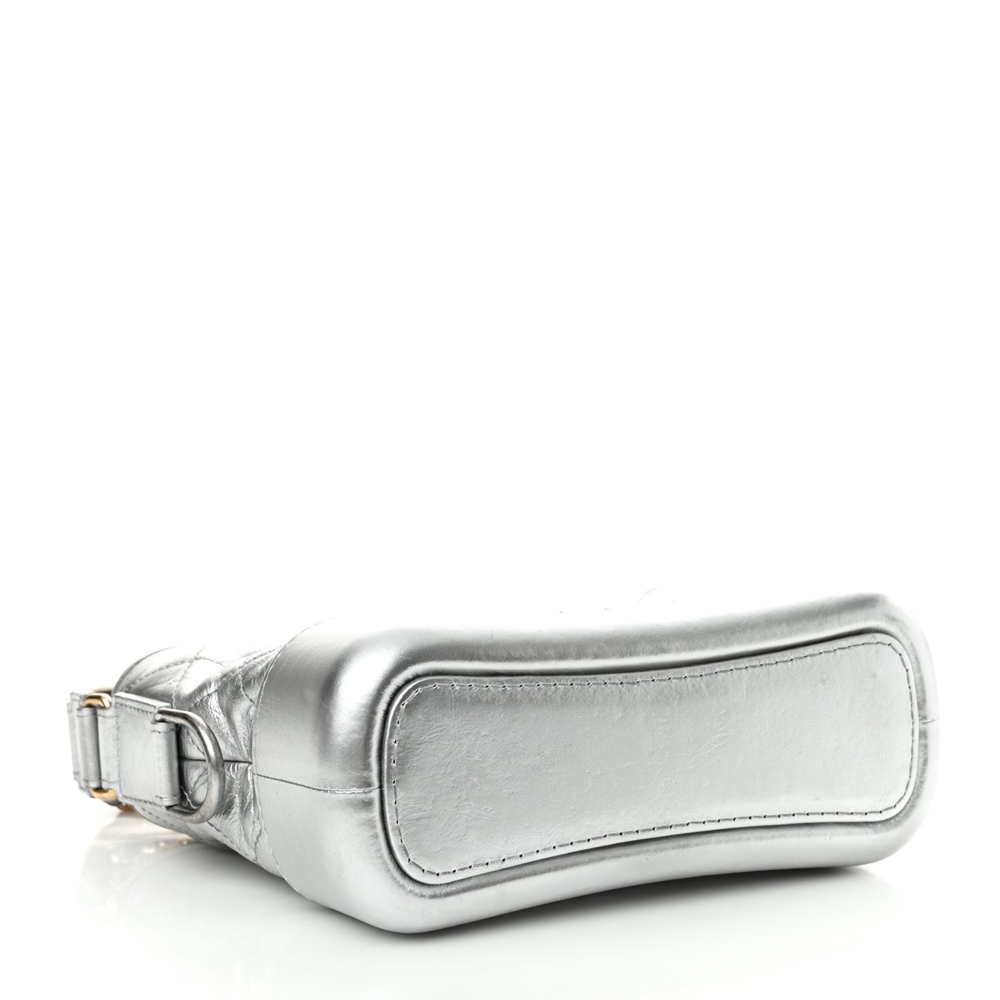 Metallic Aged Calfskin Quilted Small Gabrielle Hobo Silver