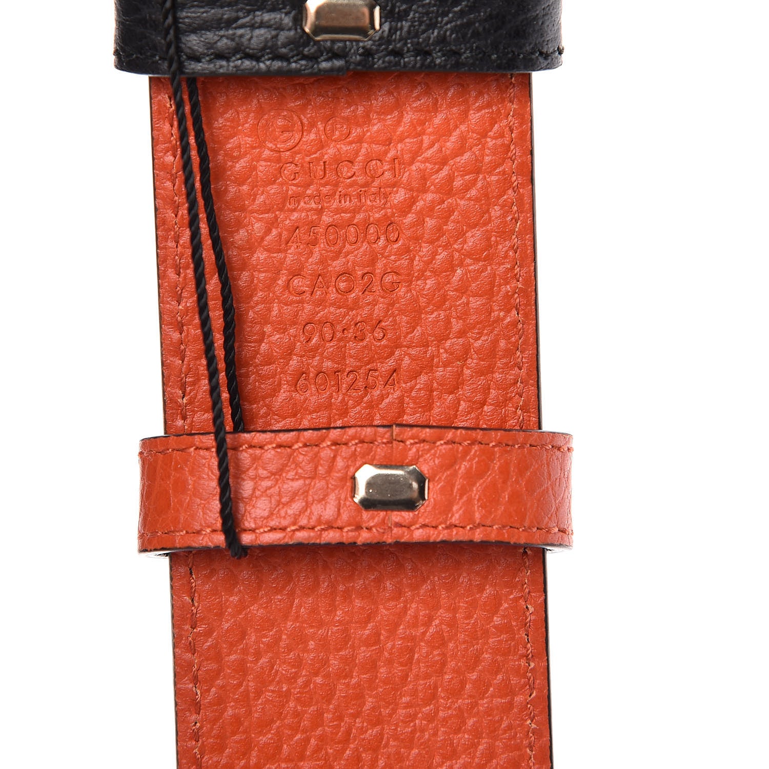 Gucci Calfskin 1973 Reversible Belt 90 36 Orange Black 5 of 7