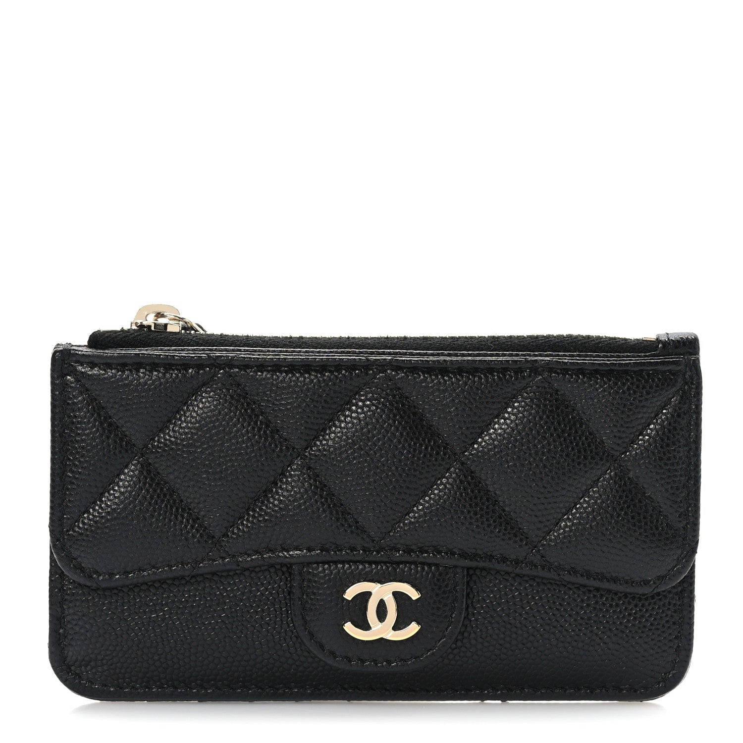 Chanel Caviar Quilted Flap Zip Card Holder Black 1 of 7