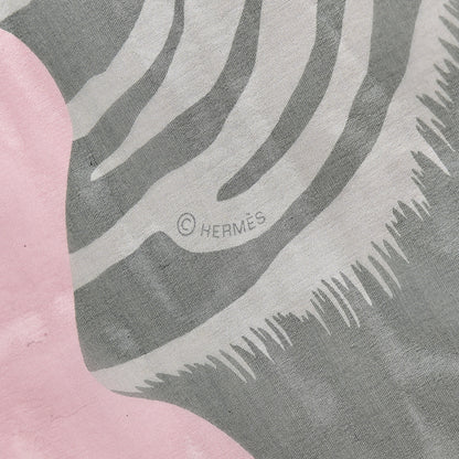 Hermes Silk Mousseline Zebra Pegasus Shawl 140 Rose Thé Rouge Vert 4 of 4