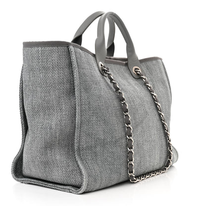 Chanel Woven Straw Raffia Large Deauville Tote Grey 2 of 10