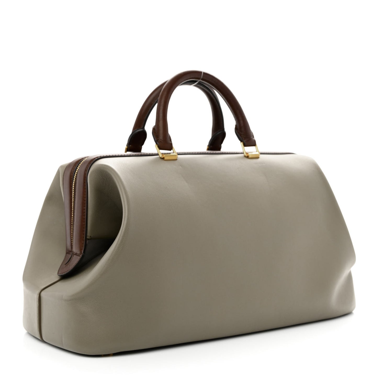 Satin Calfskin Long Frame Doctor Bag Taupe