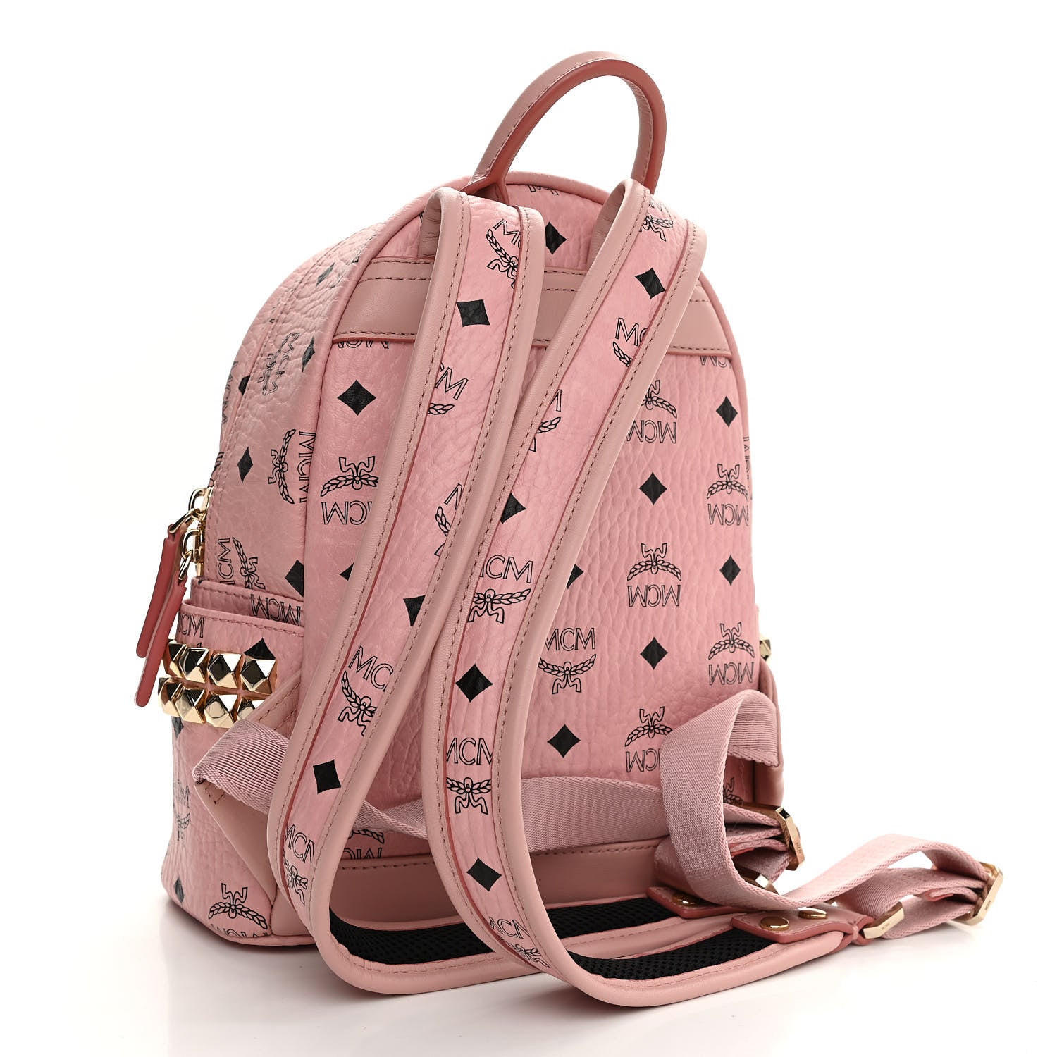 MCM Visetos Side Stud Mini Stark Backpack Pink 3 of 11