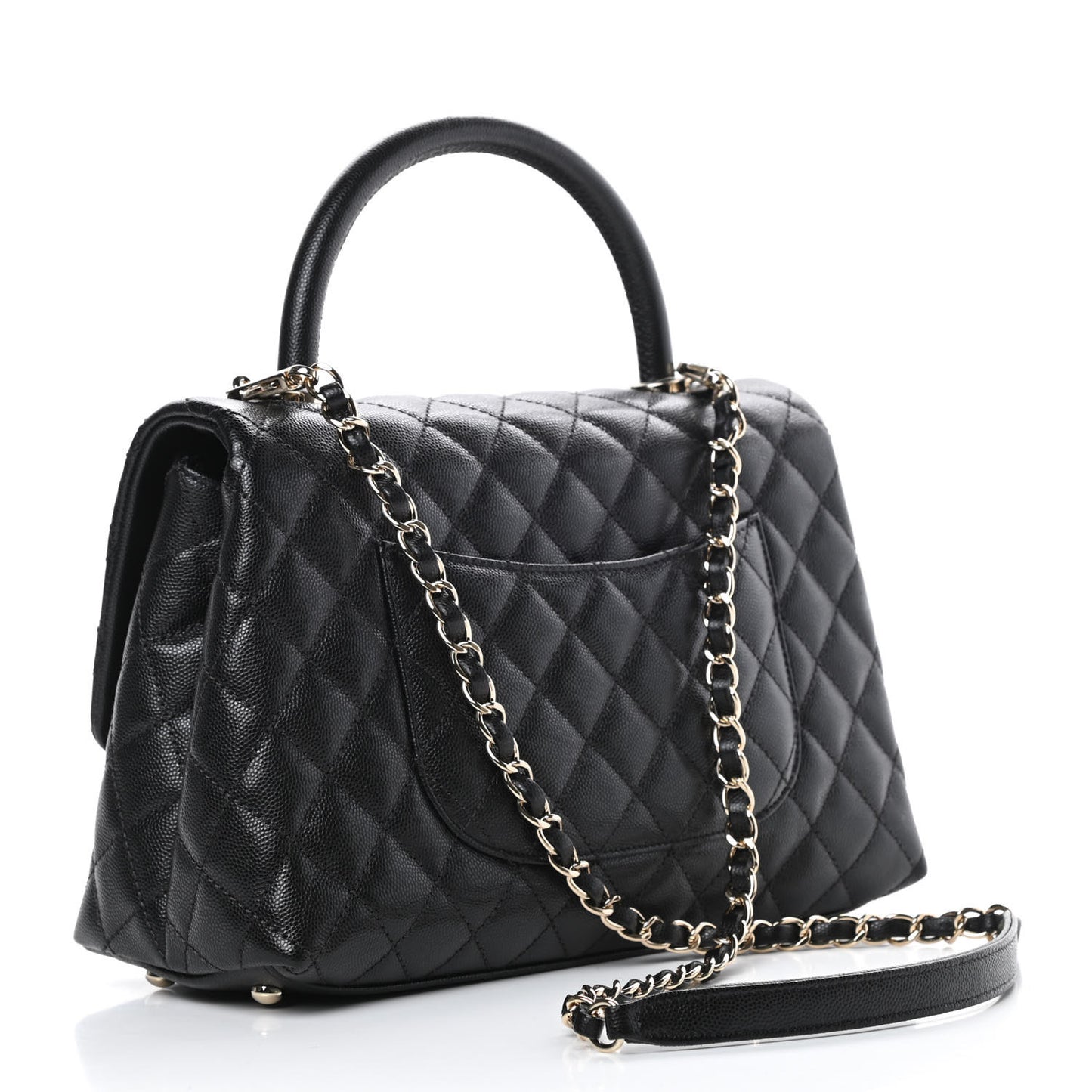 Caviar Quilted Small Coco Handle Flap Black