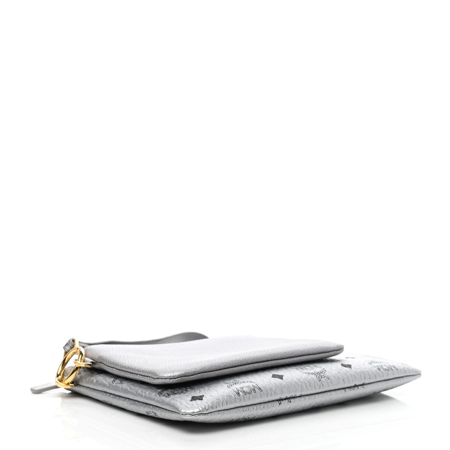 MCM Metallic Visetos Zip Pouch Set Silver 5 of 9