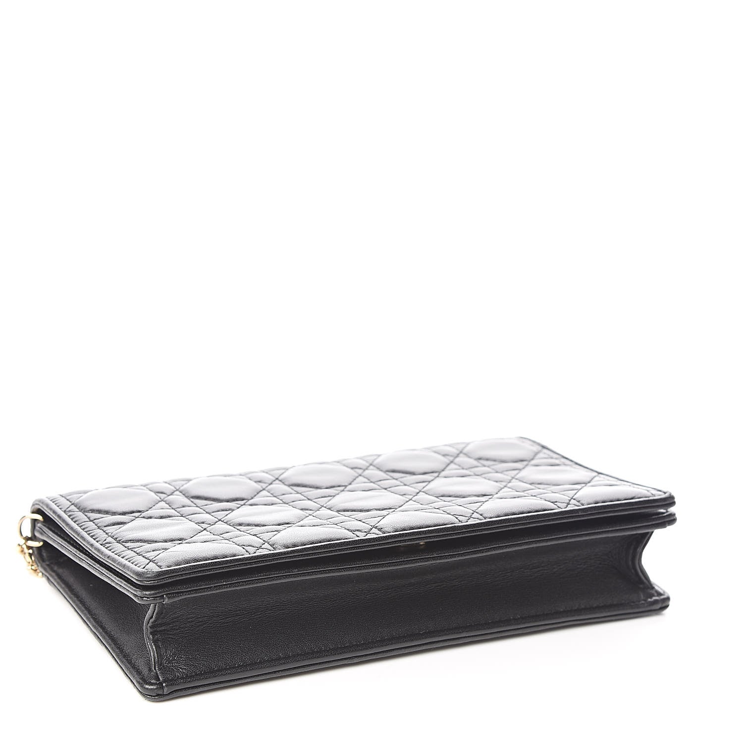 Christian Dior Lambskin Cannage Lady Dior Chain Wallet Black 4 of 11