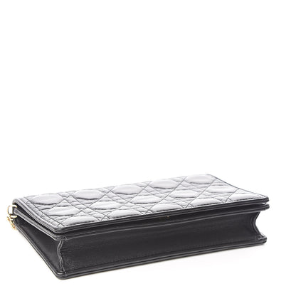 Christian Dior Lambskin Cannage Lady Dior Chain Wallet Black 4 of 11
