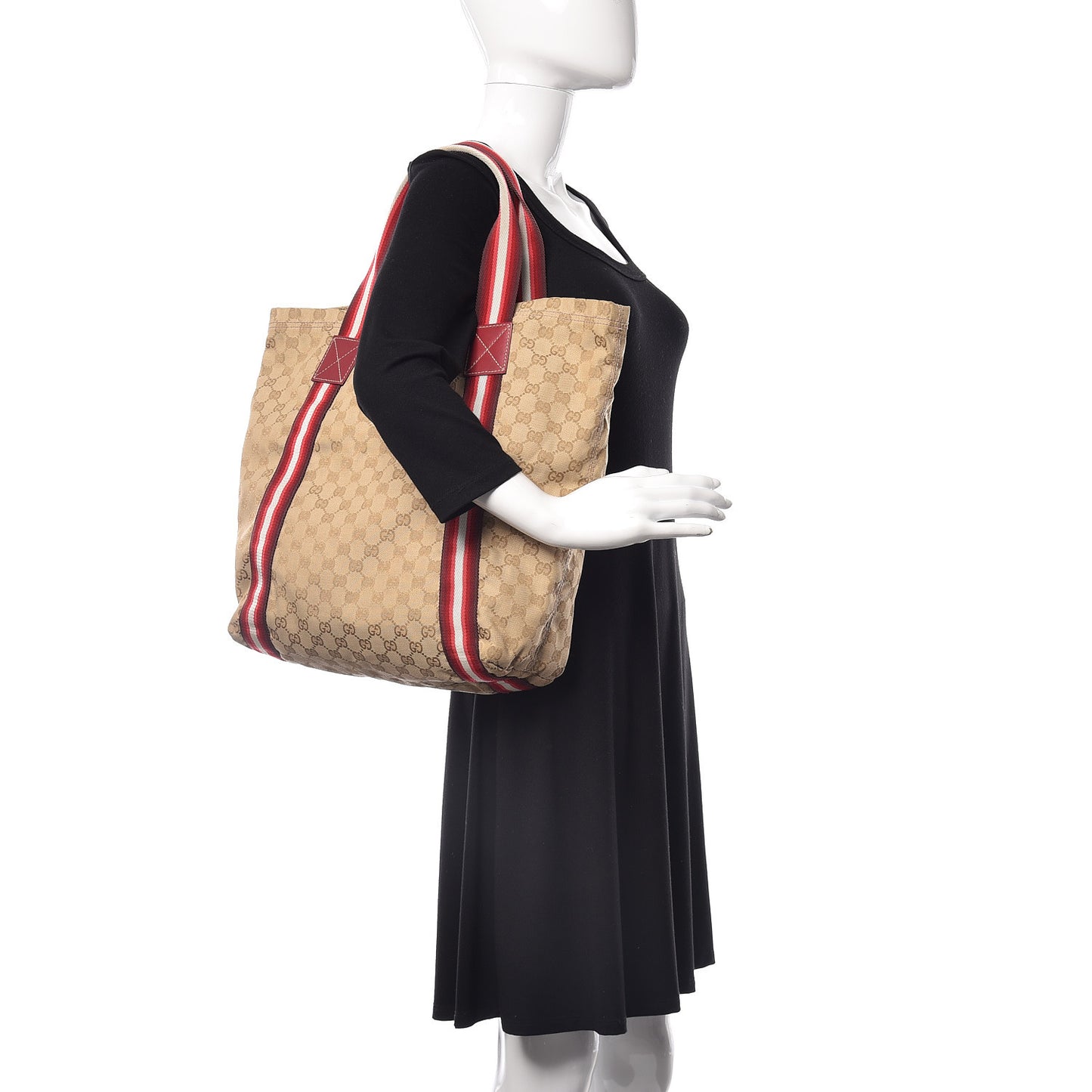GG Monogram Medium Web Handle Vertical Tote Red