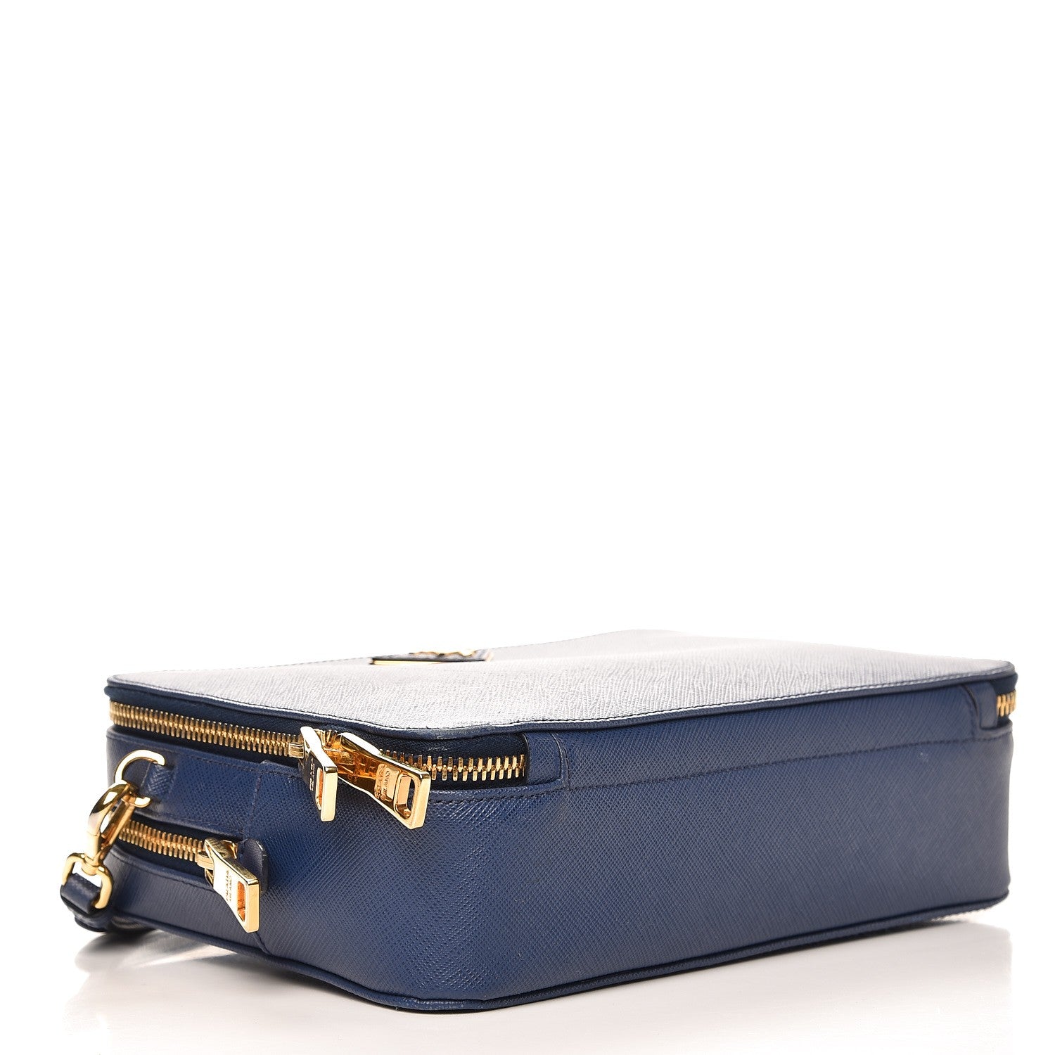 Prada Saffiano Lux Large Zip Crossbody Bag Bleuette 4 of 12