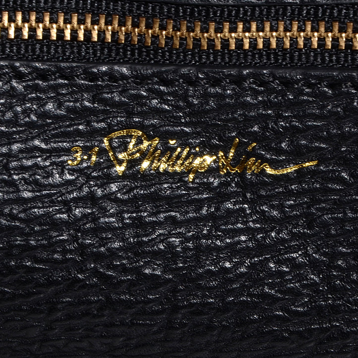3.1 Shark Embossed Leather Pashli Messenger Black