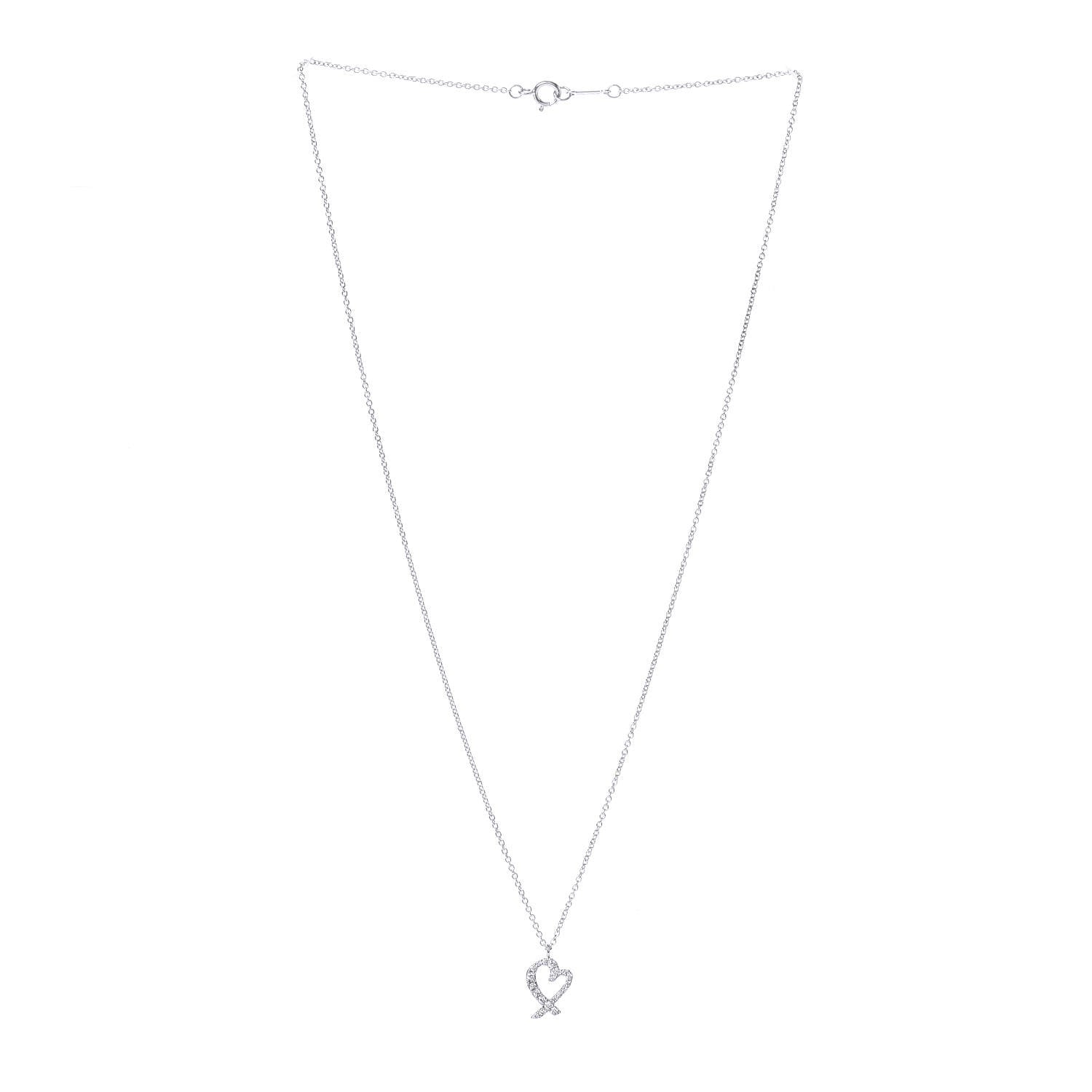 Tiffany 18K White Gold Diamond Mini Paloma Picasso Loving Heart Pendant Necklace 3 of 4