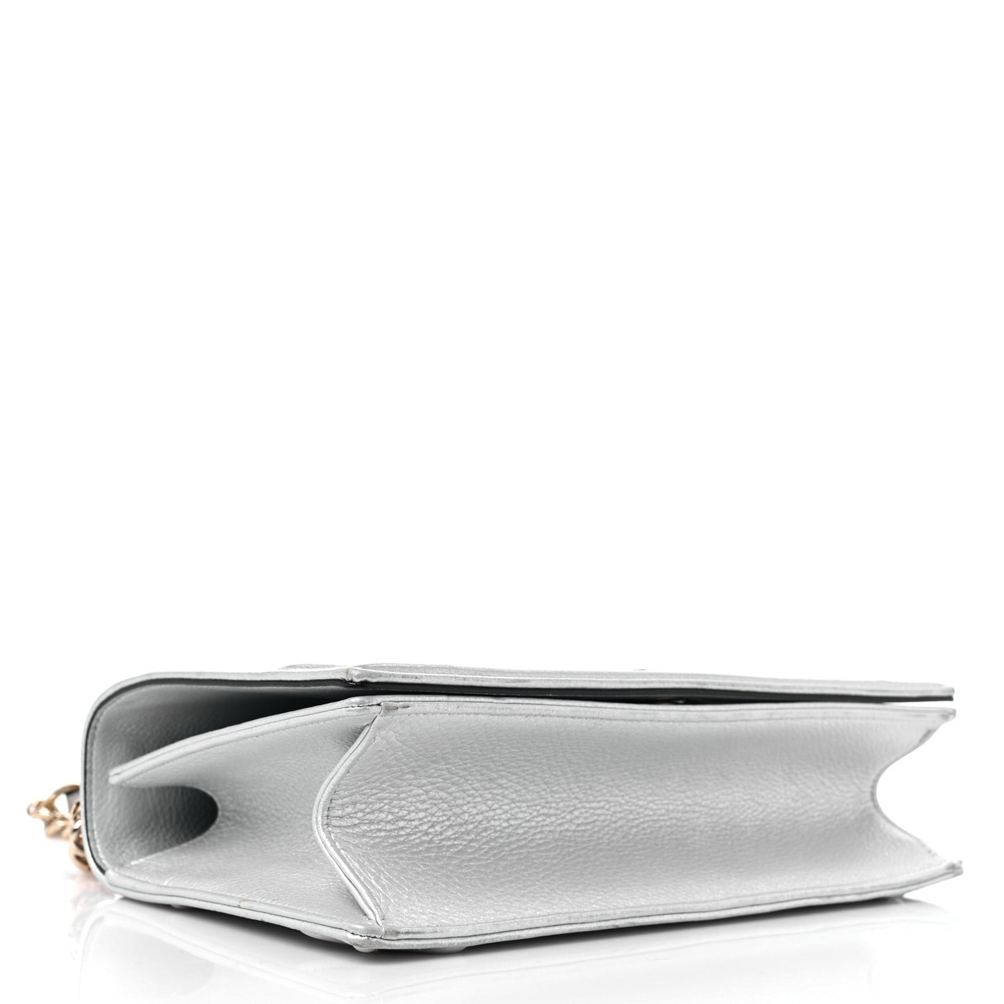 Metallic Grained Calfskin Medium Diorama Flap Bag Silver