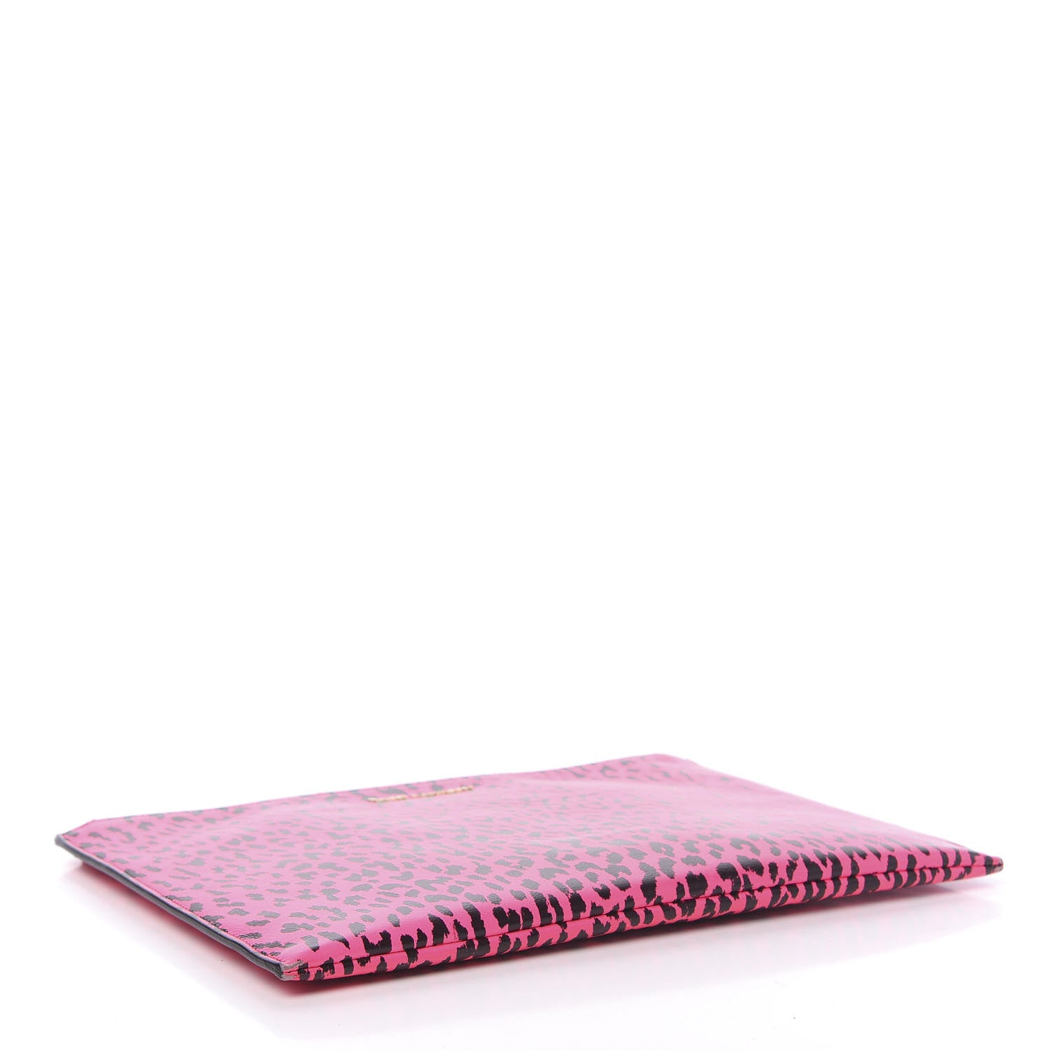 Saint Laurent Calfskin Baby Cat Print Medium Zip Clutch Hot Pink 4 of 14