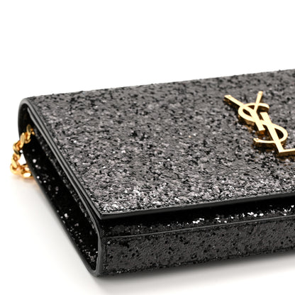 Saint Laurent Glitter Classic Monogram Chain Wallet Black Multicolor 3 of 10