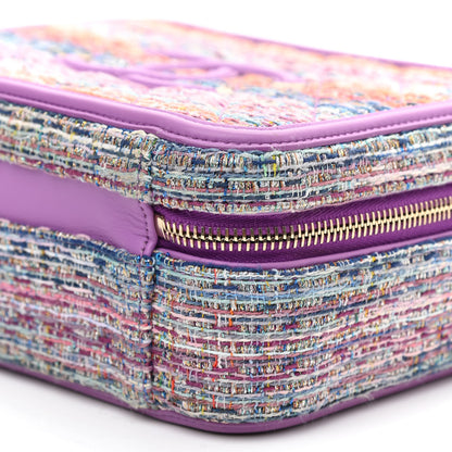 Chanel Tweed Quilted Medium CC Filigree Vanity Case Purple Multicolor 9 of 10