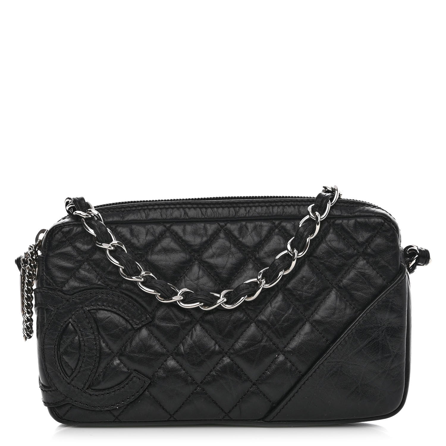 Chanel Aged Calfskin Quilted Cotton Club Pochette Black 1 of 12