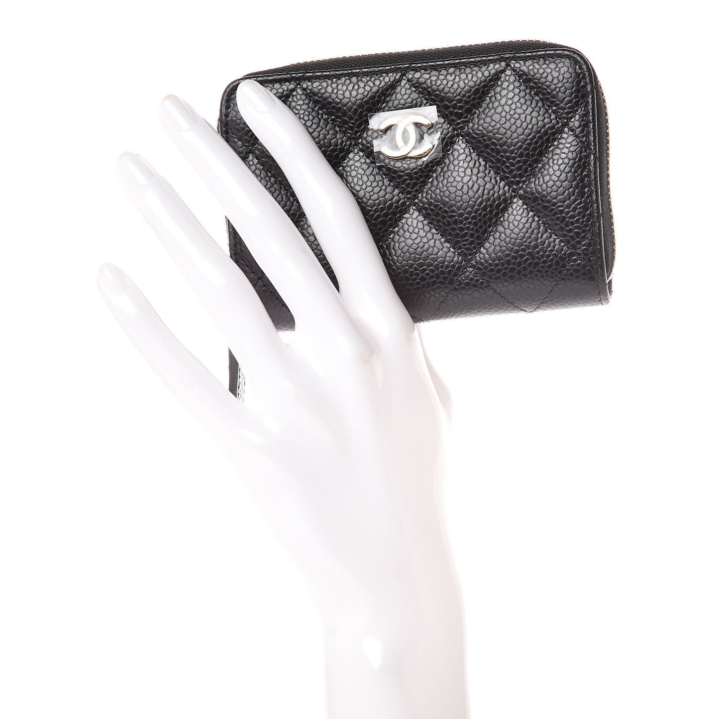 Caviar Quilted Zip Coin Purse Black
