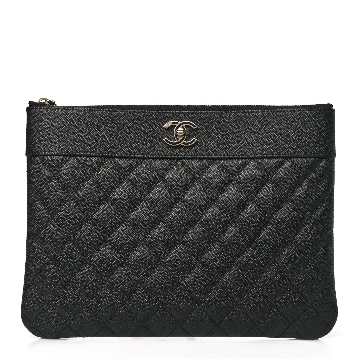 Caviar Quilted Medium Vintage Mademoiselle Cosmetic Case Black