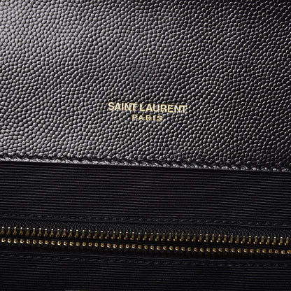 Saint Laurent Grain De Poudre Textured Mixed Matelasse Large Triquilt Monogram Satchel Black 6 of 9