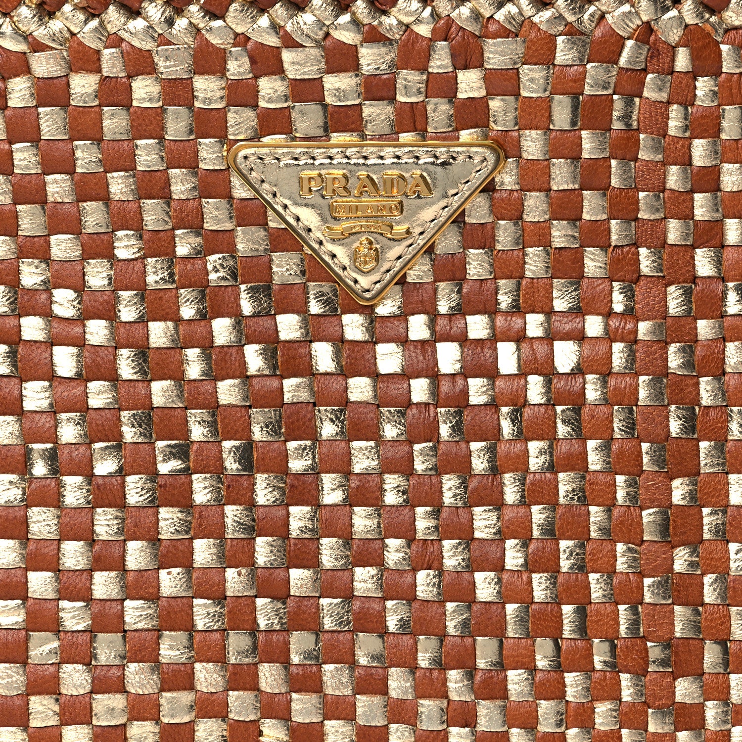 Prada Goatskin Woven Pouch Gold 8 of 10