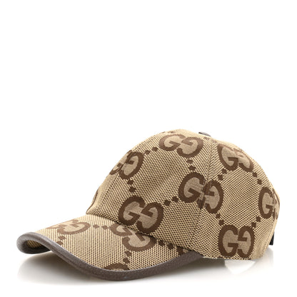 Gucci Monogram Jumbo GG Baseball Hat M 57 Camel Ebony 1 of 9