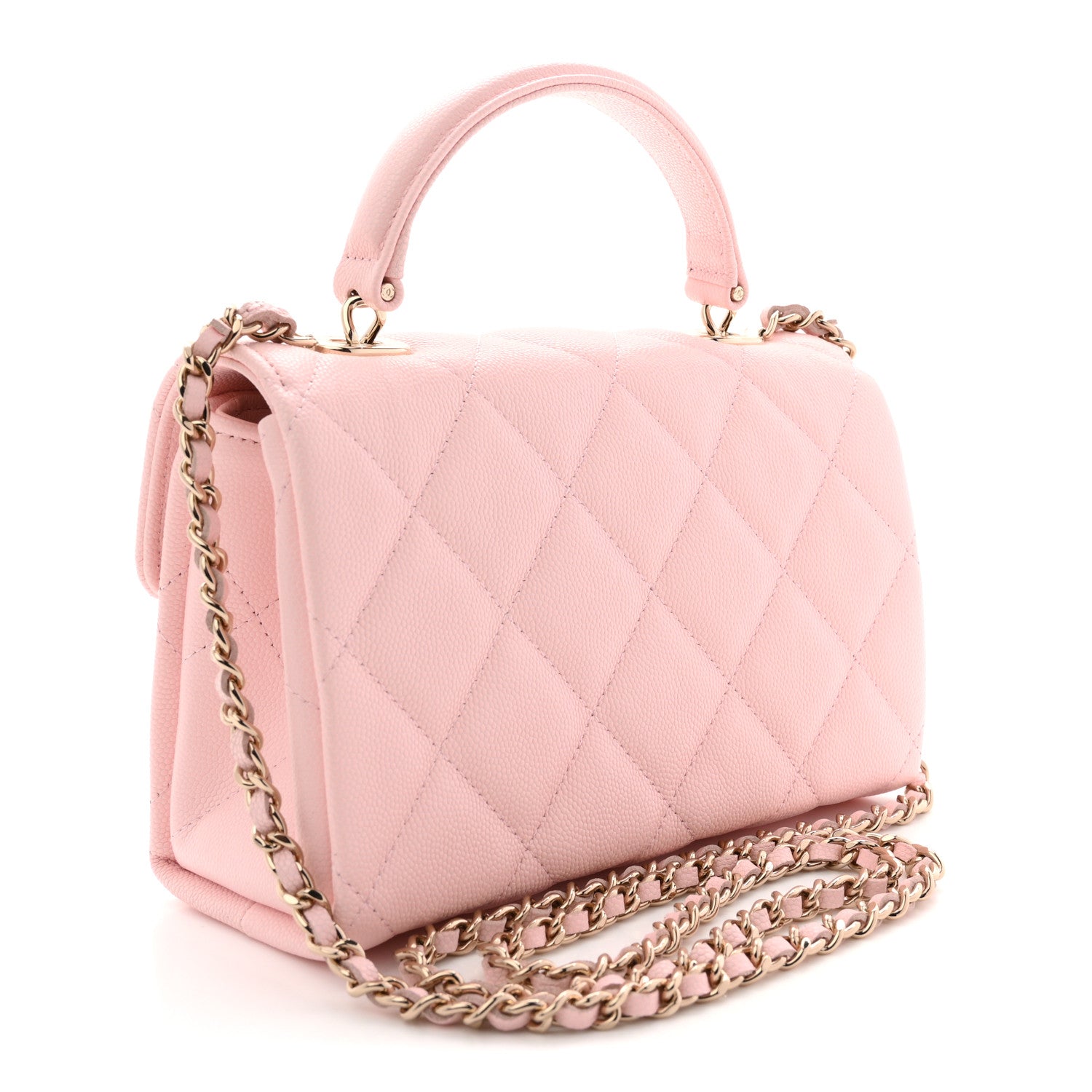 Chanel Caviar Quilted Retro Mini Twist Top Handle Clutch Flap Light Pink 3 of 12