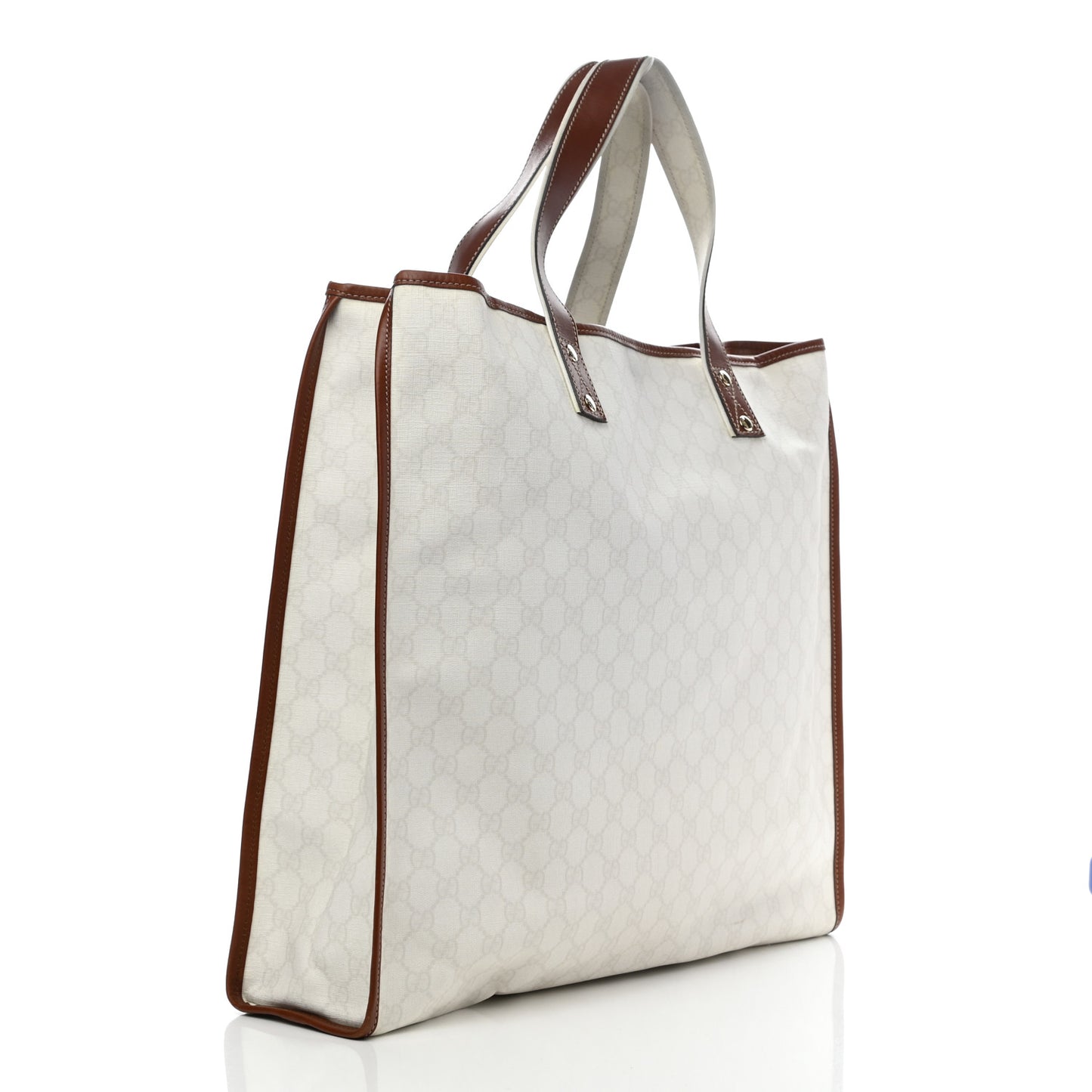 GG Plus Monogram Large Signature Web Loop Tote White