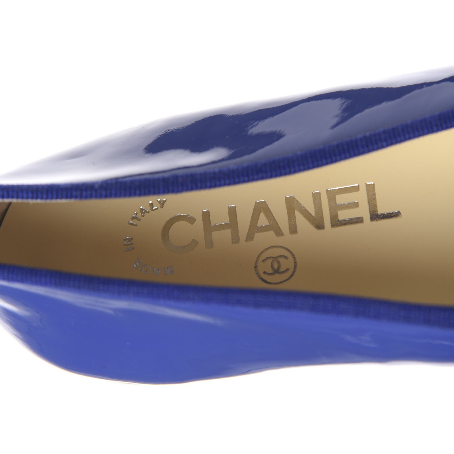 Chanel Patent Calfskin CC Cap Toe Ballerina Flats 39.5 Blue 6 of 8