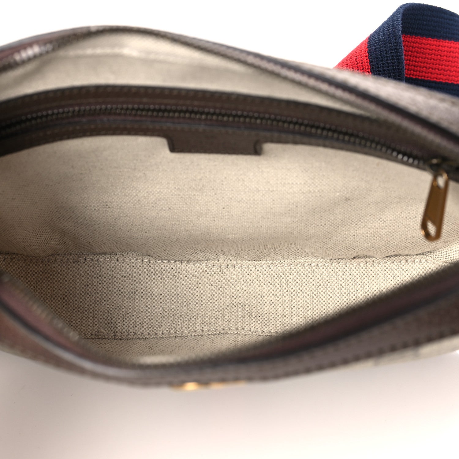 Gucci GG Supreme Monogram Textured Dollar Calfskin Web Ophidia Wristlet Shoulder Bag Beige Ebony New Acero 5 of 9